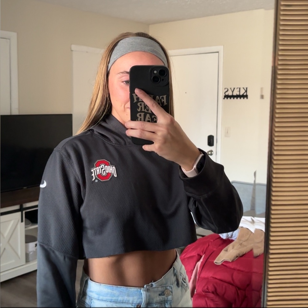 Ohio State Black Cropped Hoodie